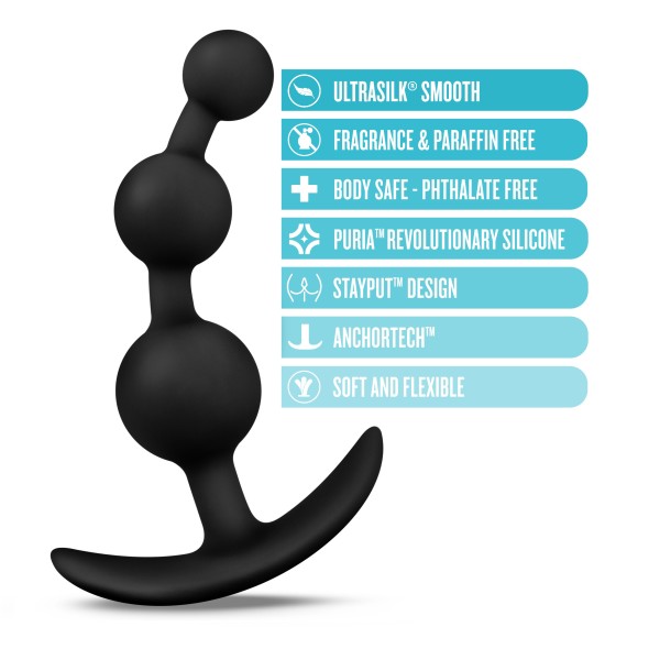 Anal Adventures Platinum Small Anal Beads Black