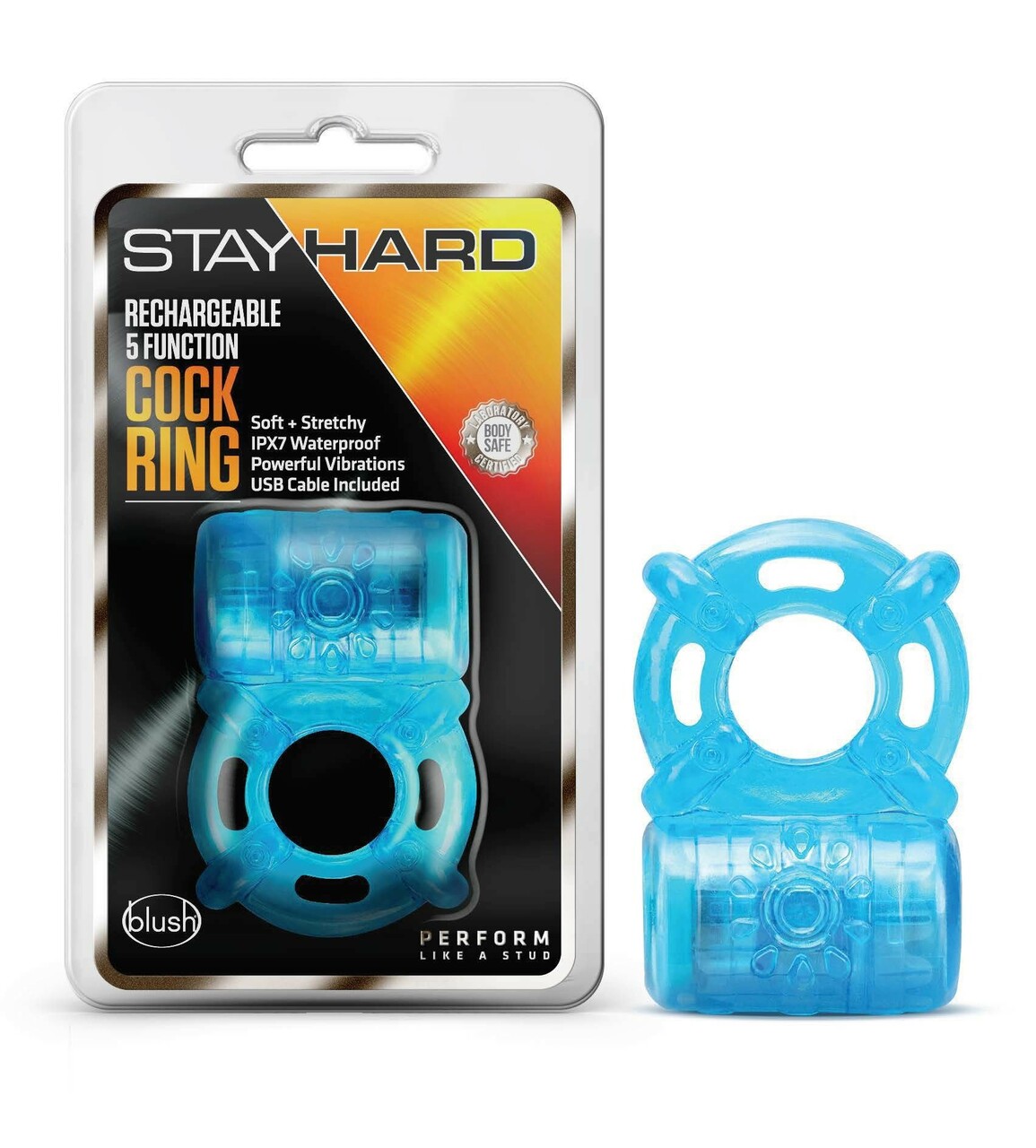 Stay Hard Rechargeable 5 Function Cock Ring Blue Vybrant Keene Stay Hard Rechargeable 5 Function Cock Ring Blue Vybrant Keene