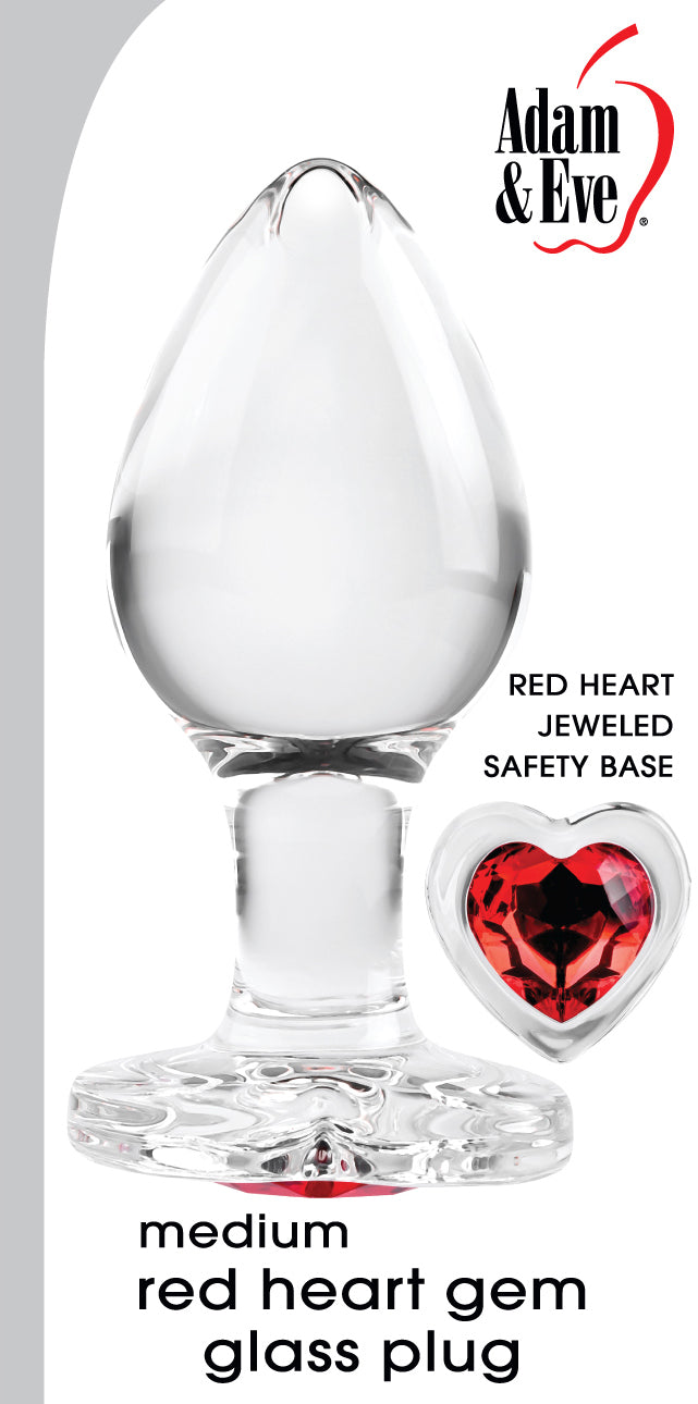 Adam & Eve Red Heart Gem Glass Plug