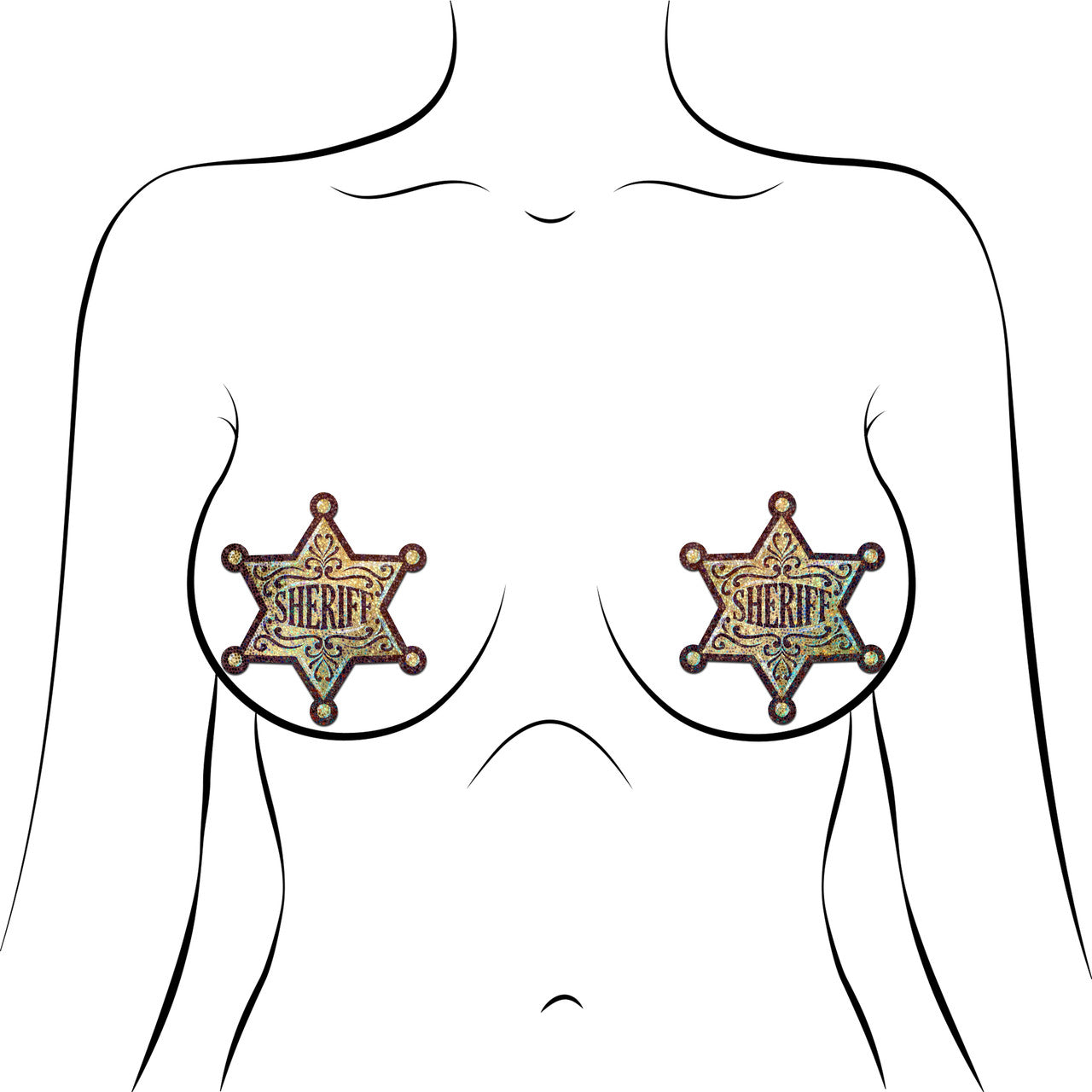 Pastease Sheriff Badge Gold Glitter