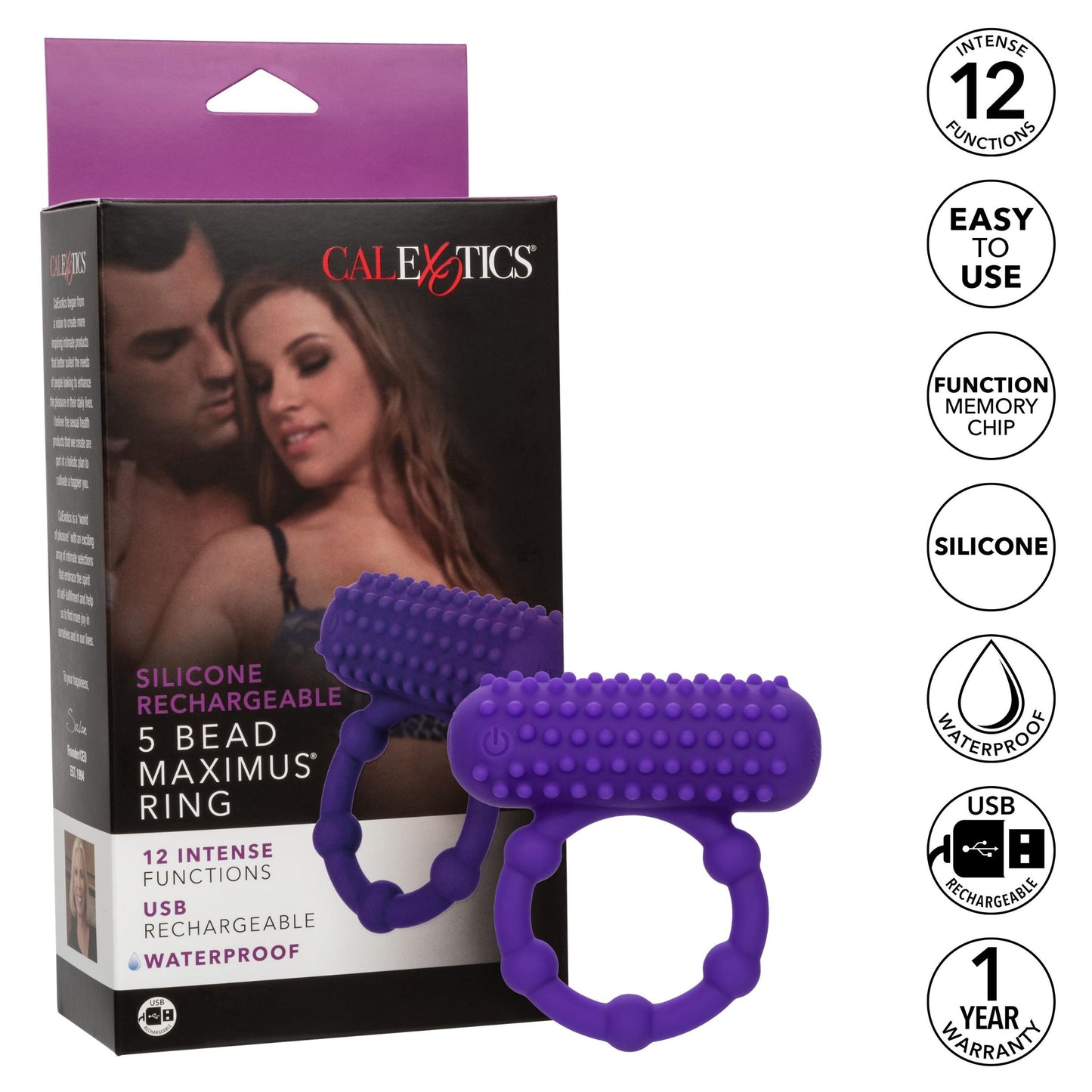 Silicone Rechargeable 5 Bead Maximus Ring