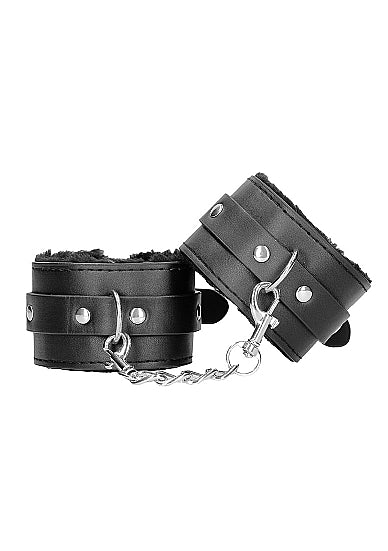Black & White Hand Cuffs W/ Straps Bonded Leather