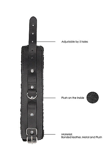 Black & White Hand Cuffs W/ Straps Bonded Leather