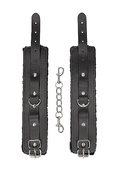 Black & White Hand Cuffs W/ Straps Bonded Leather