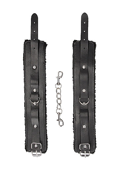 Plush Bonded Leather Ankle Cuffs W/ Adjustable Straps