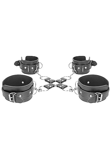 Black & White Hogtie W/ Hand & Ankle Cuffs Bonded Leather