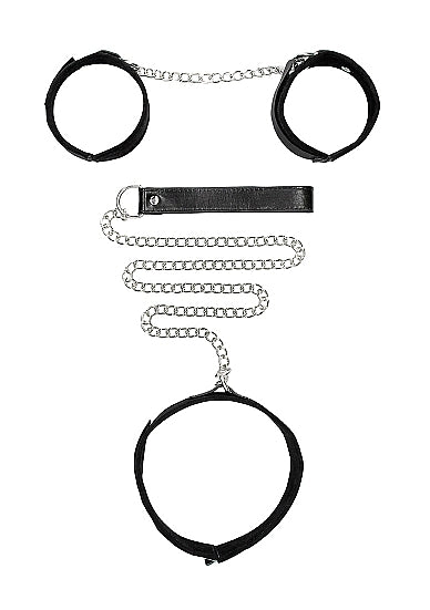 Velcro Collar W/ Leash And Hand Cuffs W Adjustable Straps
