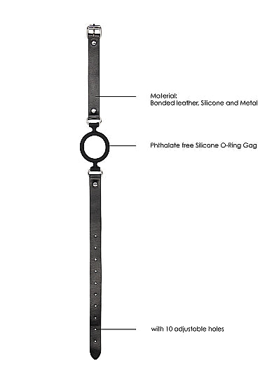 Black & White Silicone Ring Gag W/ Adjustable Straps