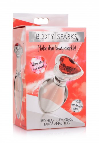 Booty Sparks Red Heart Glass Anal Plug