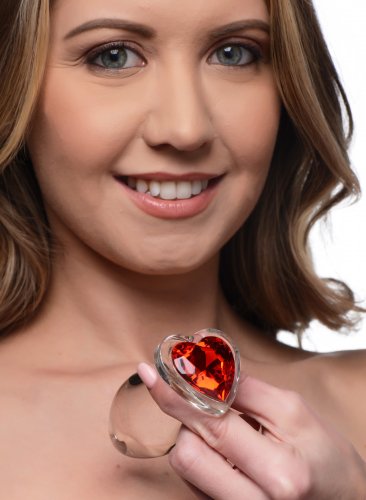 Booty Sparks Red Heart Glass Anal Plug