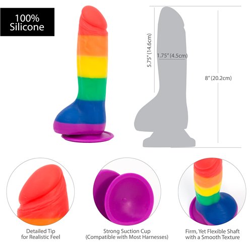 Addiction 100% Silicone Justin 8 Rainbow "