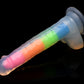 Lollicock 7in Glow In The Dark Rainbow Silicone Dildo W Balls