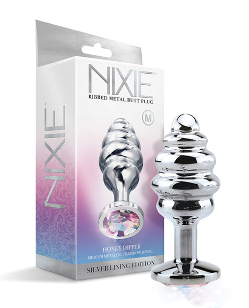 Nixie Honey Dipper Medium Ribbed Stainless Steel Plug