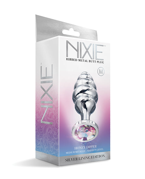 Nixie Honey Dipper Medium Ribbed Stainless Steel Plug