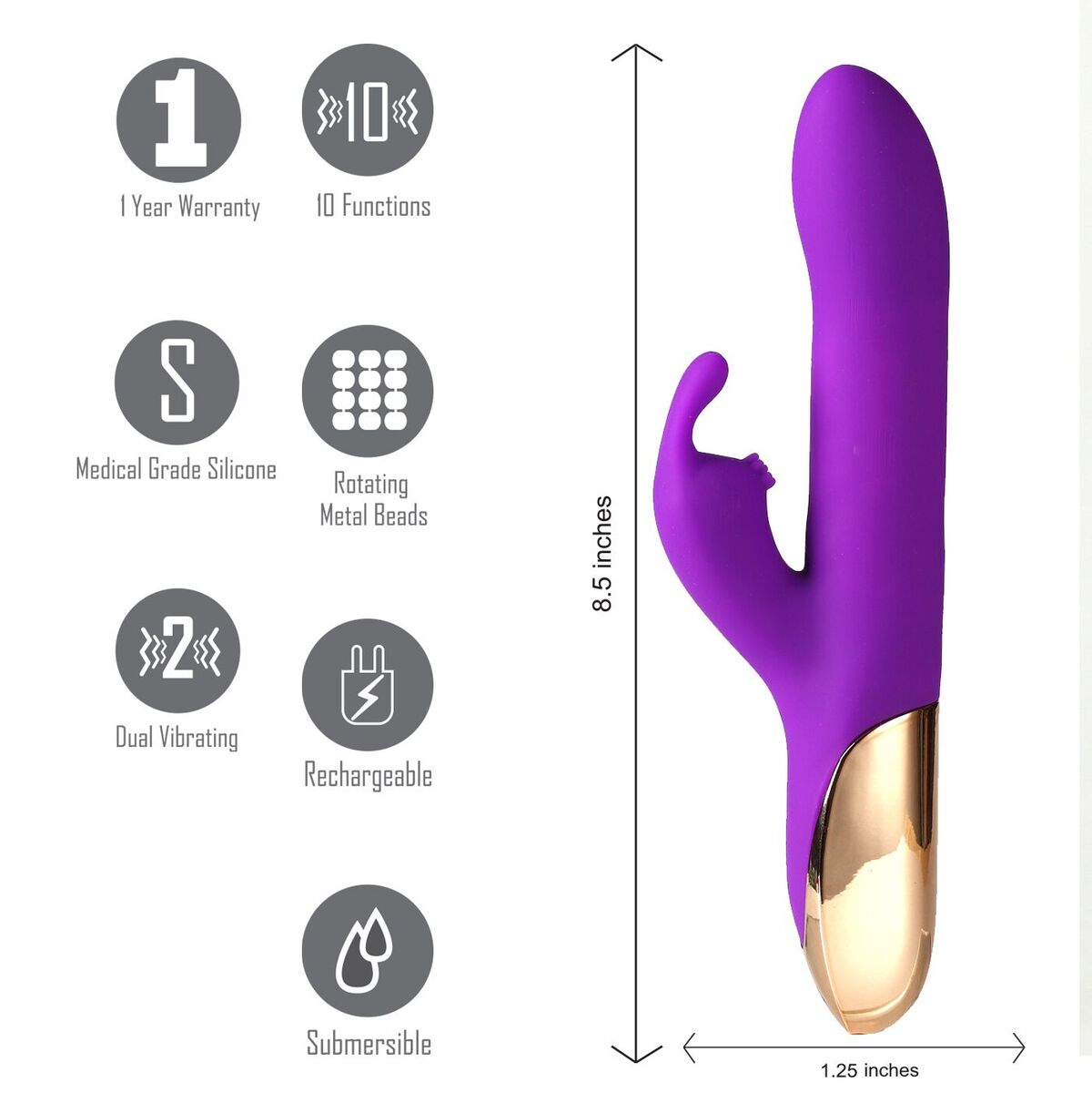 Karlin Supercharged Silicone Rabbit Rechargeable Purple