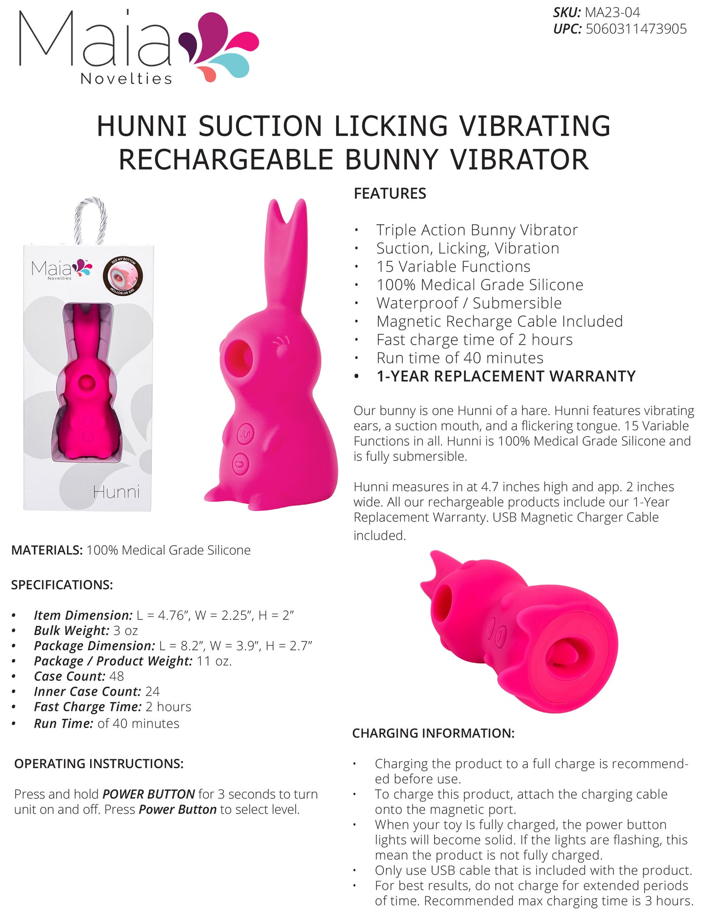 Hunni Bunny Shaped Suction Vibrator