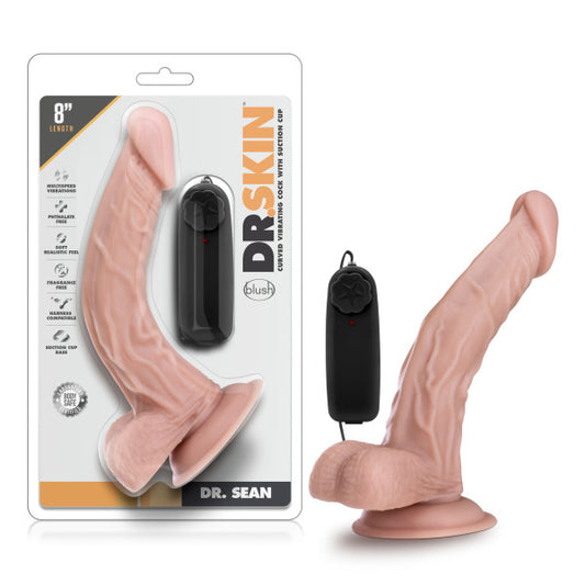 Dr Skin Dr Sean 8in Vibrating Cock W/ Suction Cup Vanilla