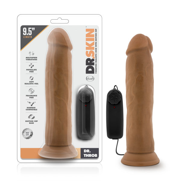 Dr. Skin Dr. Throb 9.5in Vibrating Cock W/ Suction Cup