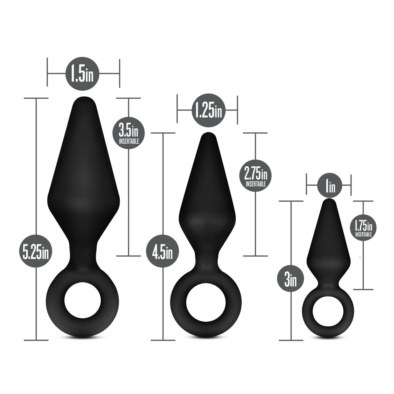 Anal Adventures Platinum Silicone Loop Plug Kit Black