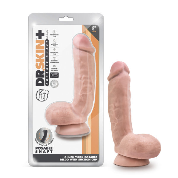 Dr. Skin Plus 8in Thick Dildo W/ Squeezable Balls