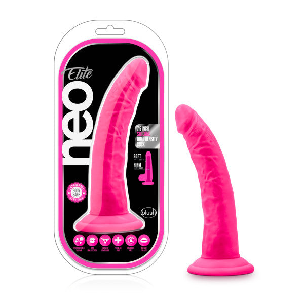 Neo Elite 7.5in Silicone Dual Density Cock Neon