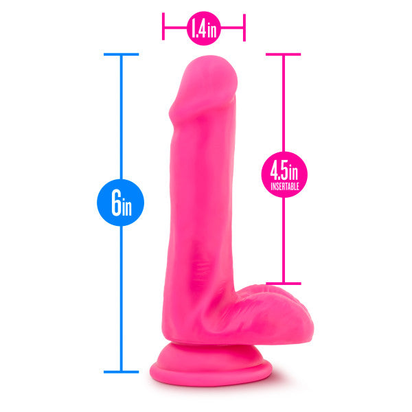 Neo Elite 6in Silicone Dual Density Cock W/ Balls Neon