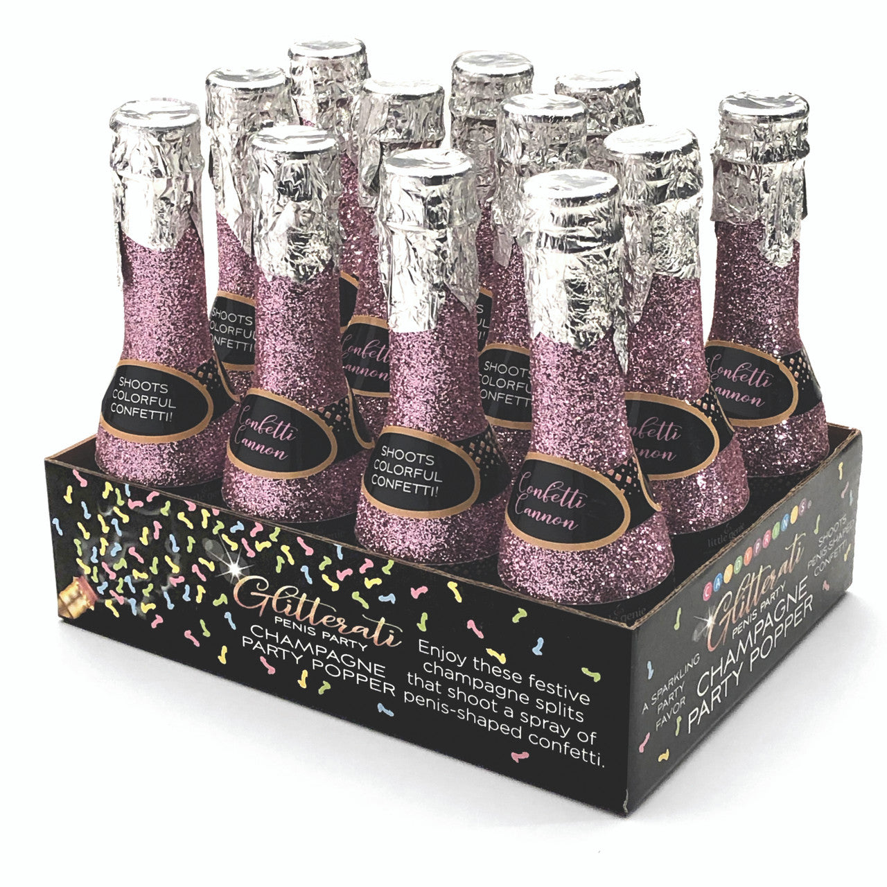 Glitterati Champagne Confetti Poppers 12pc Display