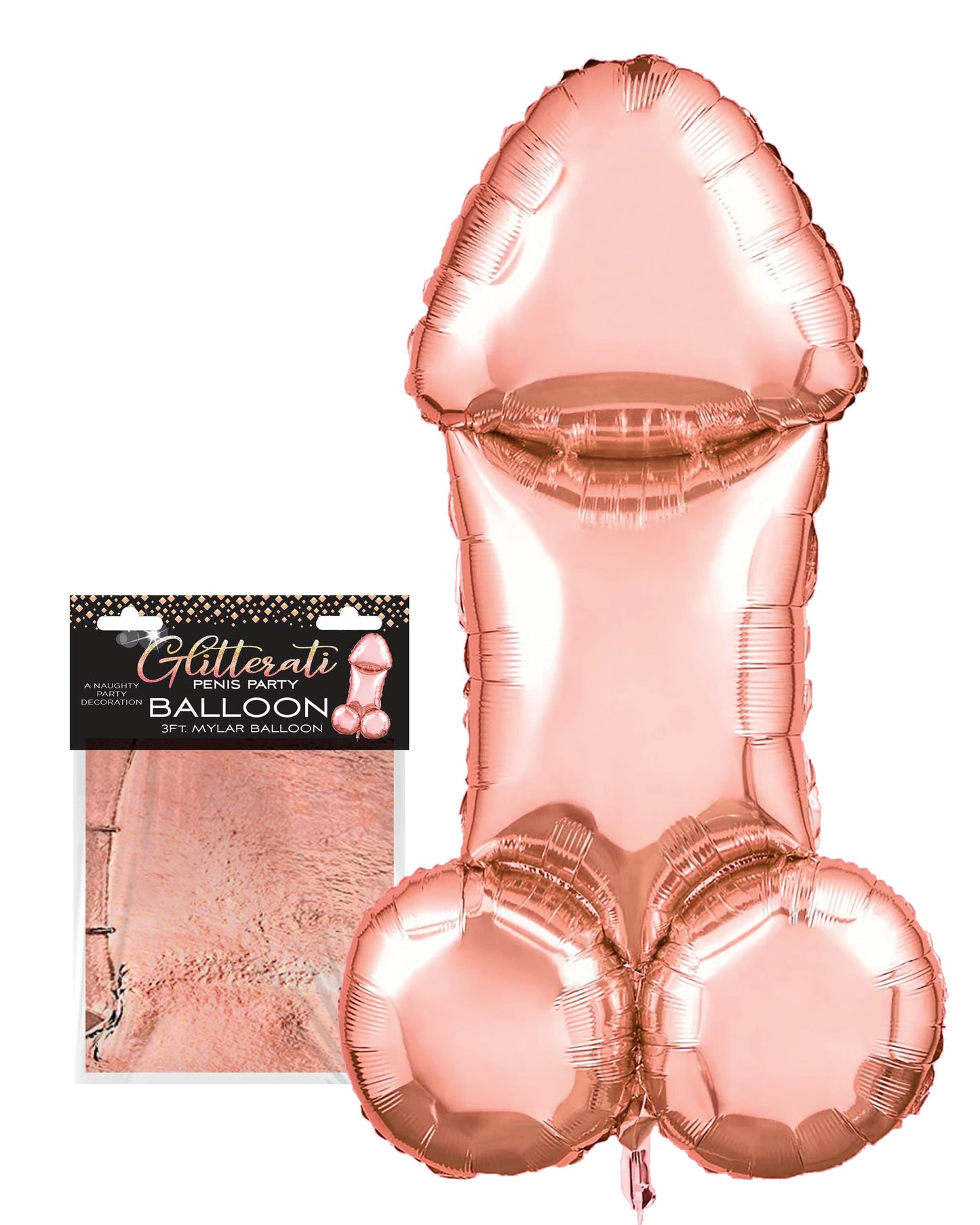 Glitterati 3ft Rose Gold Penis Mylar Balloon