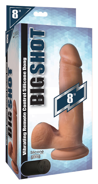 Big Shot Vibrating Remote Control Silicone Dong W/ Balls Vanilla