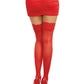 Sheer Thigh High W/ Stay Up Lace Top Red O/s