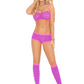 Booty Short Cami & Knee High Stocking Purple/pink O/s