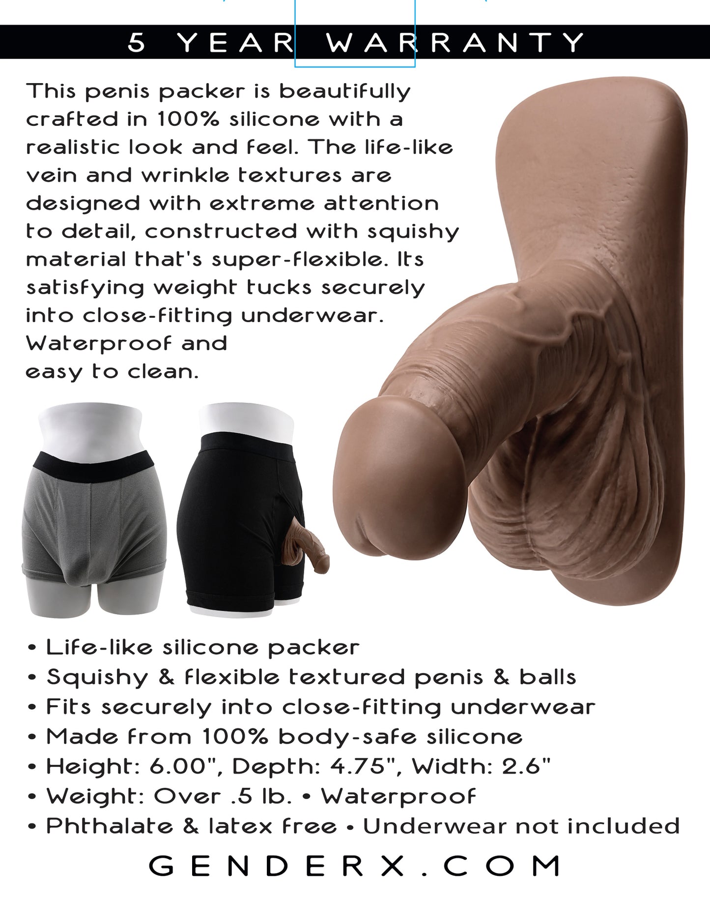 Gender X 4in Silicone Packer Dark