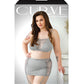 Layne Bralette Gartered Skirt & G-string Gray 1x/2x