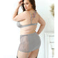 Layne Bralette Gartered Skirt & G-string Gray 1x/2x