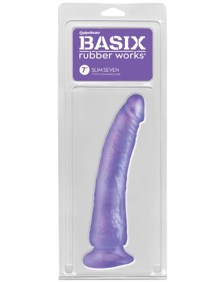 Basix Rubber Works Slim 7in Dong W/ Suction Cup