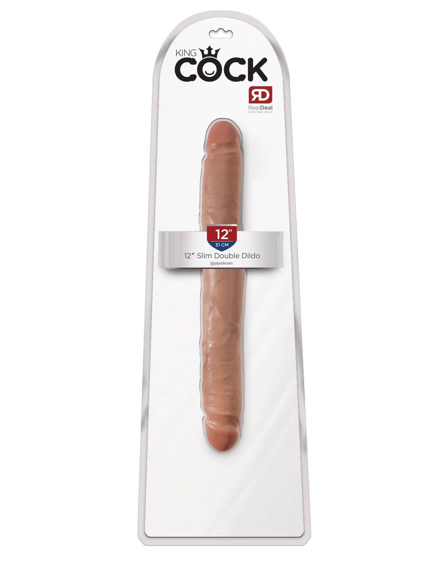 King Cock 12 In Slim Double Dildo Tan