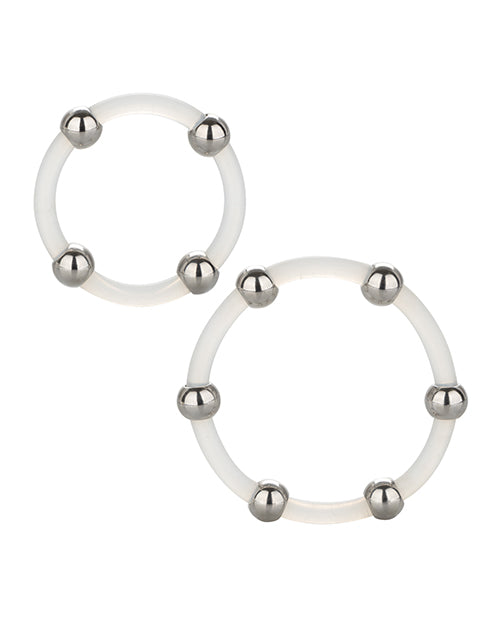 Steel Beaded Silicone Ring Set