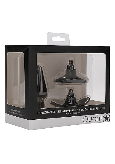 Interchangeable Butt Plug Set Pointed Black