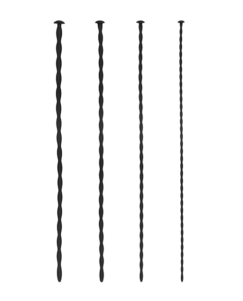 Silicone Spiral Screw Plug Set Beginner Urethral Sounding Black