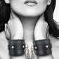 Black & White Hand Cuffs W/ Straps Bonded Leather