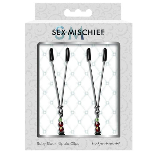 Sex & Mischief Nipple Clips Ruby Black