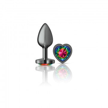 Cheeky Charms Heart Rainbow Gunmetal Butt Plug