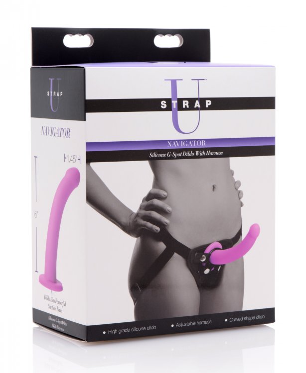 Strap U Navigator Silicone G Spot Dildo W/ Harness