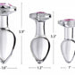 Booty Sparks Pink Gem Glass Anal Plug Set