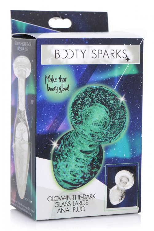 Booty Sparks Glow-in-the-dark Glass Anal Plug