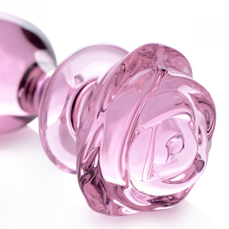 Booty Sparks Pink Rose Glass Anal Plug