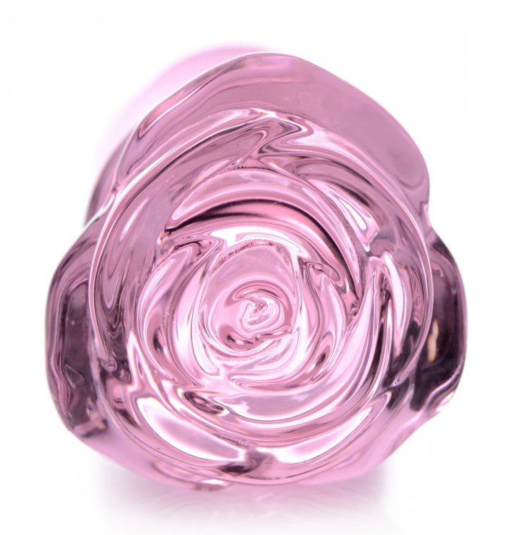 Booty Sparks Pink Rose Glass Anal Plug