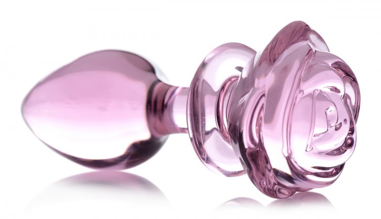 Booty Sparks Pink Rose Glass Anal Plug