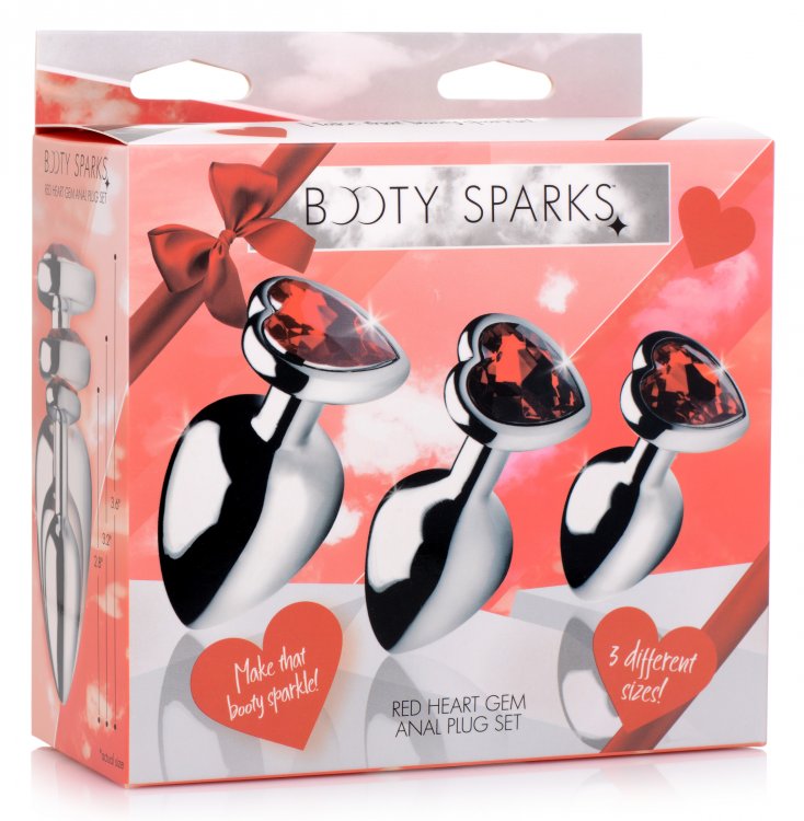 Booty Sparks Red Heart Gem Anal Plug Set