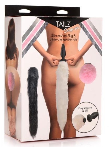 Tailz Snap On Silicone Anal Plug & 3 Interchangeable Tails Vybrant Keene Tailz Snap On Silicone Anal Plug & 3 Interchangeable Tails Vybrant Keene